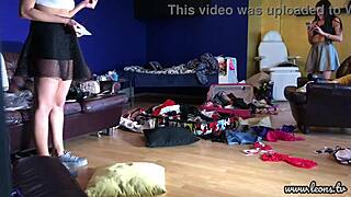 petite college girls' lingerie try-on turns into wild naked thong pussy party