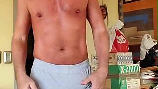 pervy bodybuilder rubs massive bulge in super cumfy muscle shorts fetish bate