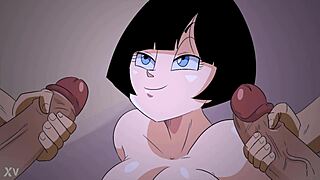 videl tempts in steamy threesome craving that messy facial animation