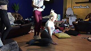 petite college girls' lingerie try-on turns into wild naked thong pussy party