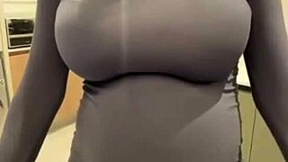 Jerking hot load onto massive milky tits in steamy climax