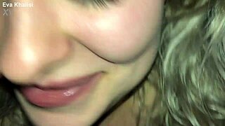 hot blonde deepthroats cock hungrily during movie watch