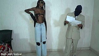 african secretary strips for boss, showing off her skinny curves