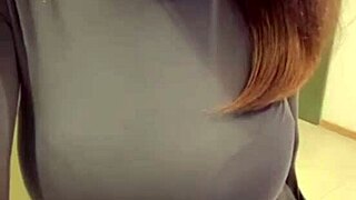 Jerking hot load onto massive milky tits in steamy climax