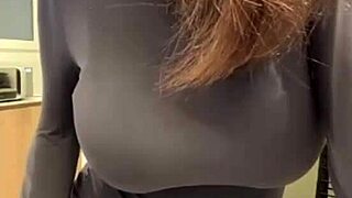 Jerking hot load onto massive milky tits in steamy climax