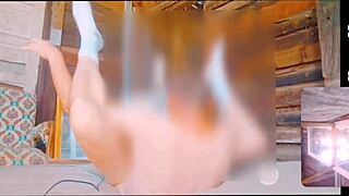 Flexible babe self-sucks during intense pov vr workout exercise collage segment