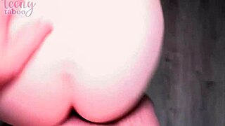 sweet freckled amber's puffy pussy lips get ridden in quickie cowgirl frenzy