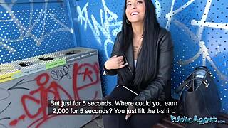 18yo brunette student's big tits bounce in wild outdoor first fuck