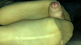 man, filling those nylons with cum after hot stocking footjob!