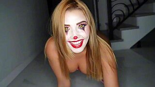 Agatha Vega's Creepy Clown Costume Ripped for Hardcore Pounding