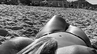 my wife showing off her body on brazilian beaches in public.