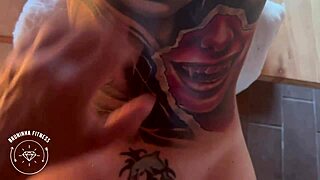 Hey, check this hot redhead tattooed ass workout