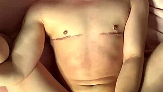 Ftm Kai stares intensely while exploding cum everywhere