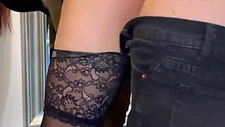 Huge Cock Secretly Stretches Stockinged Secretary's Wet Pussy