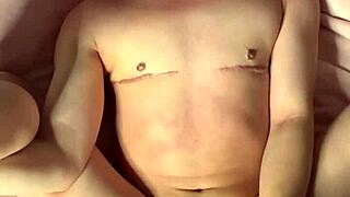 Ftm Kai stares intensely while exploding cum everywhere