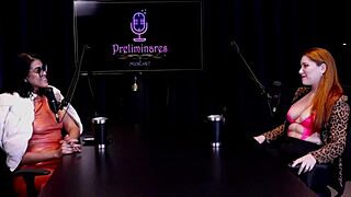 hot redhead strips naked flashing huge tits after nude interview