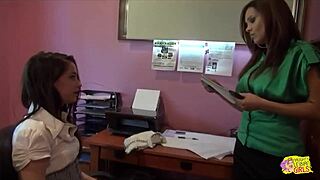 lesbian brunette's wildest dream comes true as girlfriend devours her pussy with dirty talk and fingering