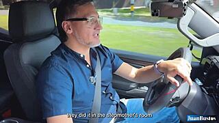 valen arias bares her curvy colombian pussy on juan bustos' public road interview