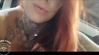 Hey, check this hot redhead tattooed ass workout