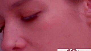 Skinny Brunette Fucks Tight Pussy with Creamy Toy on Sofa