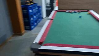 She loses pool game but wins huge cock creampie in pussy