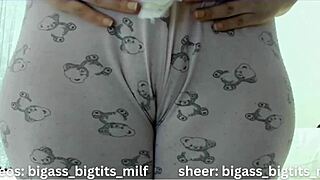 check out this juicy cameltoe closeup with puffy wet pussy lips spread wide