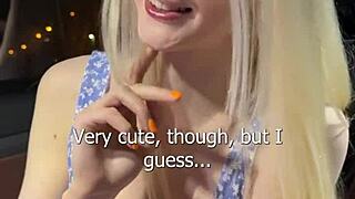 busty blonde bombshell fucked hard in car pov then facial cumshot explosion