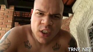 hey trans babe gets monster cock v fucker gagging sloppy deepthroat 😈