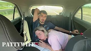 while my husband drives i'm in the back seat taking that massive black cock deep in lingerie