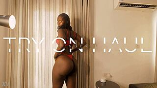 Big ass ebony beauty teases seductively