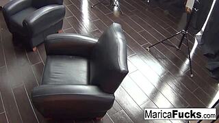 Marica Hase fingers shaved pussy in solo tease