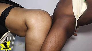 Black Ninja Pounds Neighbor's Curvy Ebony Ass Doggystyle Before Huge Cumshot