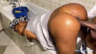 HORNY HOUSEWIFE Rides BBC PLUMBER Doggy In Bathroom Moans