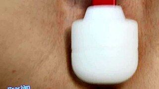 Athletic Brunette Slut Shaved Pussy Squirts Hard with Toys in Doggystyle Orgasm