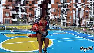 sayafit big-assed fitness babe teases basketball and balls in pov play