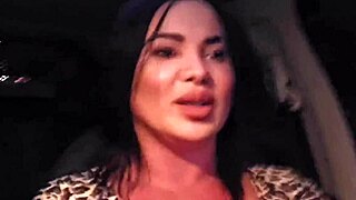 Fitness Milf Brunette Sucks Big Cock in Car for App Driver Thrills