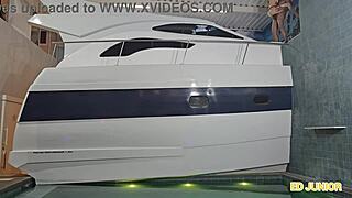 fucking a blonde without condom on the yacht full red and sheer pov ride