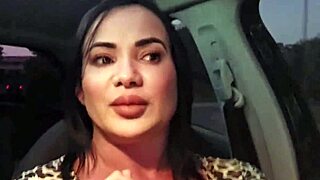 Fitness Milf Brunette Sucks Big Cock in Car for App Driver Thrills