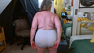 dawnskye1962 shows off curves big tits thong n fuzzy pussy in panty parade