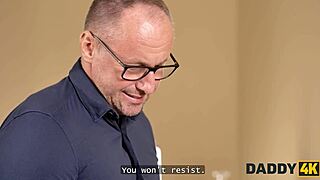 naomi bares big natural tits and shaved pussy to land the job