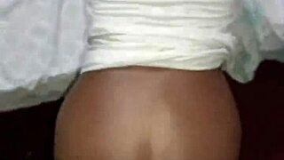 Pretty Ebony Couple's Rough Doggystyle Creampie Fuck
