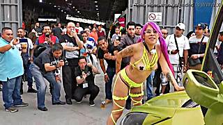 mexican sailor pigtails babe spreads pussy at outdoor car expo