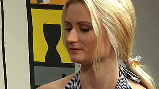 Beautiful european blonde rides cowgirl in debut scene