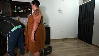 Plumber Barebacks Hot Latina's Tight Pussy in Kitchen