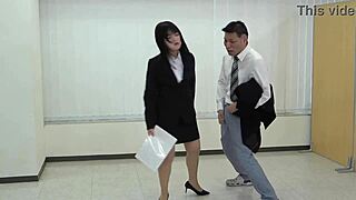 Japanese office lady kicks balls viciously then facesits dominantly