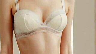 these cute lingerie models tease in flower panties barefoot