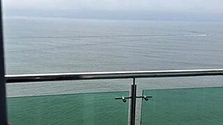 naughty babe masturbates by sea real orgasm hard horny tits