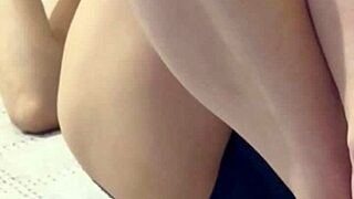 short-haired asian wife spreads legs in bedroom underwear soaked pussy exposed before fucking