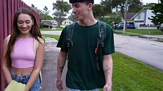 whoa, young brunette slurps big cock then rides it doggystyle sloppy