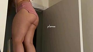 fuck yes hot neighbor's big ass routine in tight leather leggings